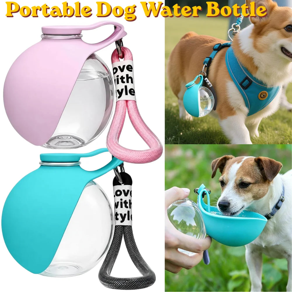 285ML Dog Water Bottle with Foldable Silicone Bowl for Dogs and Cats Portable Outdoor Companion Foldable Silicone Dog Cup